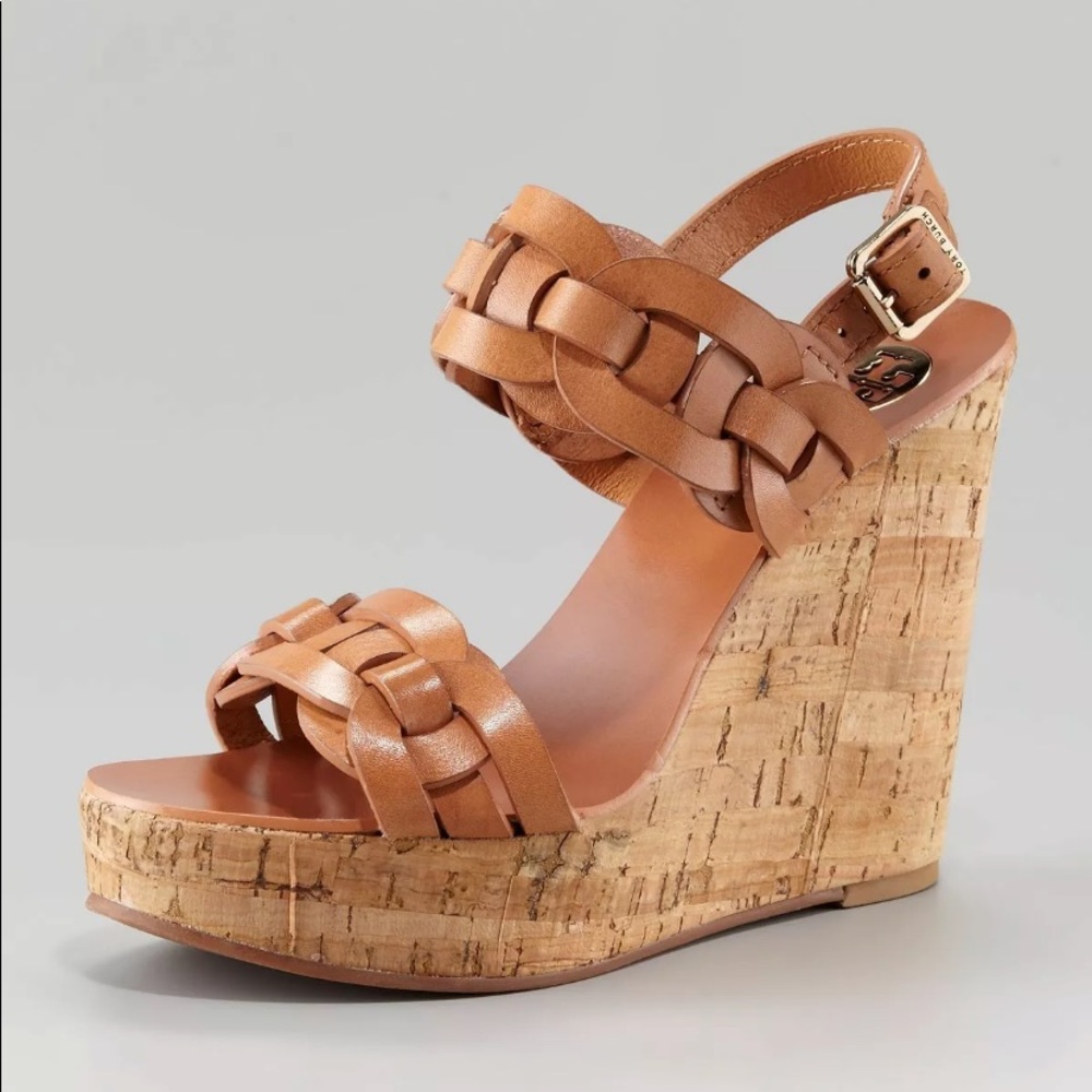 Calyca Tory Burch natural leather platform shoes